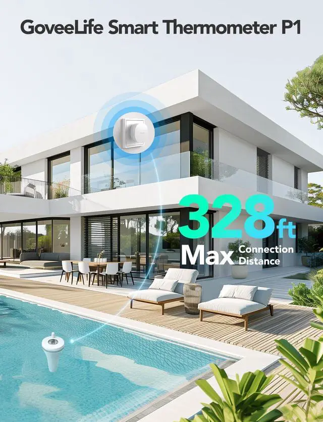 Alt view image 3 of 7 - Smart Pool Thermometer with Smart Gateway, Digital Swimming Pool Thermometer Temperature Monitor with IPX7 Waterproof, Remote App Notification Alert for Ice Bath Tub, Fishbowl, Pond,Hot Tub