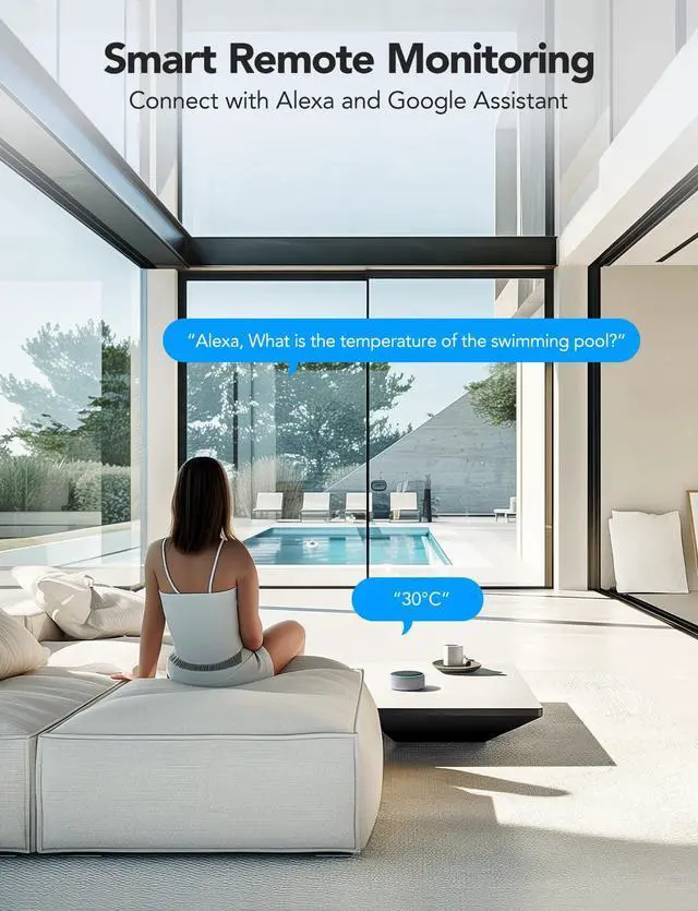 Alt view image 7 of 7 - Smart Pool Thermometer with Smart Gateway, Digital Swimming Pool Thermometer Temperature Monitor with IPX7 Waterproof, Remote App Notification Alert for Ice Bath Tub, Fishbowl, Pond,Hot Tub