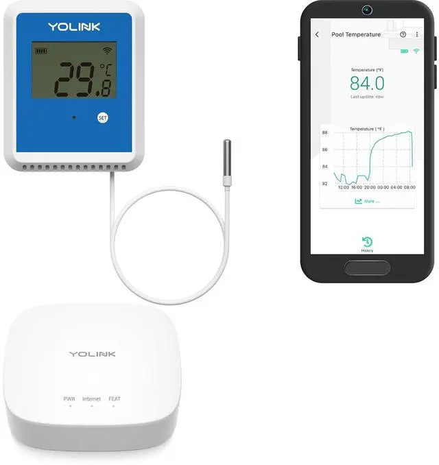 Main image of Smart X3 Version Outdoor Temperature Data Logger with Probe, Thermometer, 1/4 Mile Range, 5+ Years Battery Life, Emails, Text, App Alerts, Alexa, IFTTT. Pool, Hot Tub, Fish Tank. Hub Included!