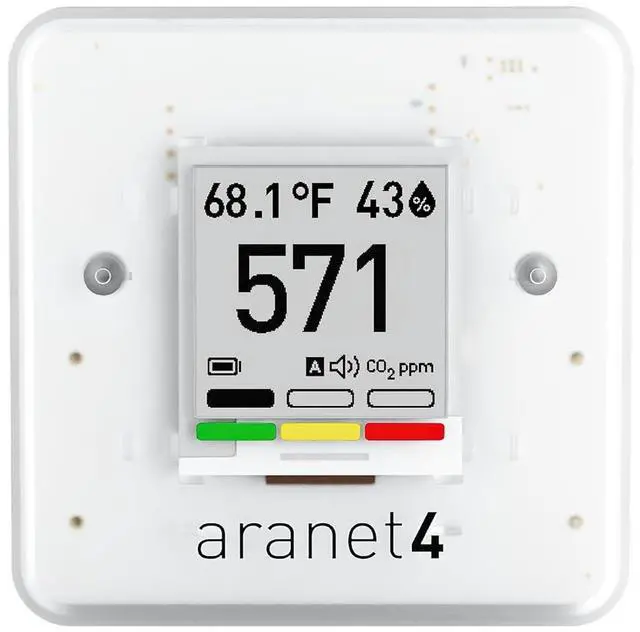 Main image of Aranet4 Home: Wireless Indoor Air Quality Monitor for Office or School (CO2, Temperature, Humidity and More) Portable, Battery Powered, E-Ink Screen, App for Configuration & Data History