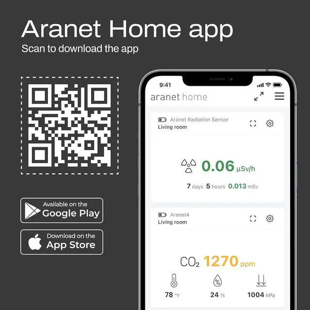 Alt view image 5 of 7 - Aranet4 Home: Wireless Indoor Air Quality Monitor for Office or School (CO2, Temperature, Humidity and More) Portable, Battery Powered, E-Ink Screen, App for Configuration & Data History