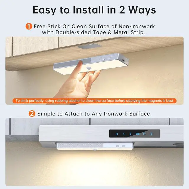 Alt view image 6 of 6 - LED Closet Light with Charging Station, 6 Pcs 3 Color Temperatures 30LEDs Dimmer Rechargeable Motion Sensor Under Cabinet Lighting with Remote Control, Wireless Stick-on Night Light for Kitchen