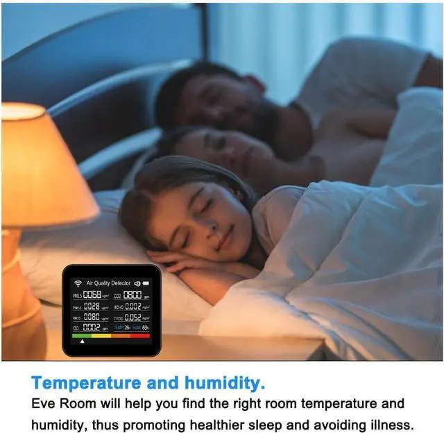 Alt view image 5 of 7 - 14-in-1 Air Quality Monitor, Indoor Temperature Sensors, Detect PM2.5/PM1.0/PM10/CO2/CO/TVOC/HCHO/Temperature/Humidity, Air Quality Meter for Home Office School Hotel