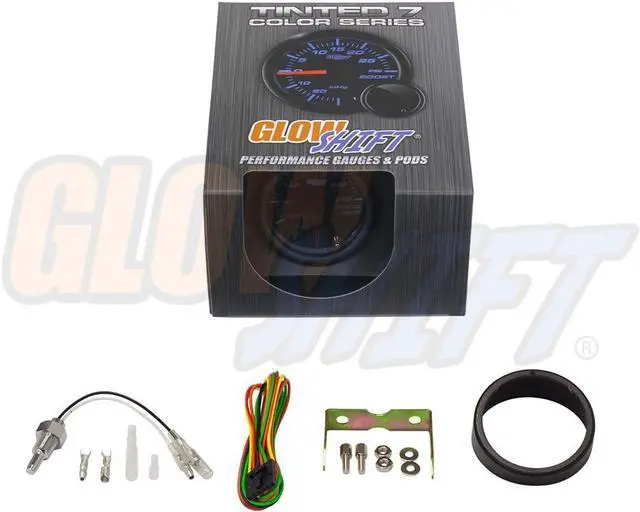 Alt view image 6 of 6 - Tinted 7 Color 260 F Transmission Temperature Gauge Kit - Includes Electronic Sensor - Black Dial - Smoked Lens - for Car & Truck - 2-1/16" 52mm
