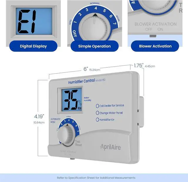 Alt view image 3 of 7 - 60 Automatic Digital Whole-House Humidifier Control Humidistat with Outdoor Temperature Sensor for AprilAire Whole-House Humidifiers, Low Voltage 24VAC