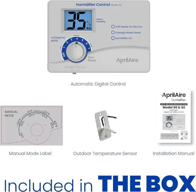 Alt view image 4 of 7 - 60 Automatic Digital Whole-House Humidifier Control Humidistat with Outdoor Temperature Sensor for AprilAire Whole-House Humidifiers, Low Voltage 24VAC