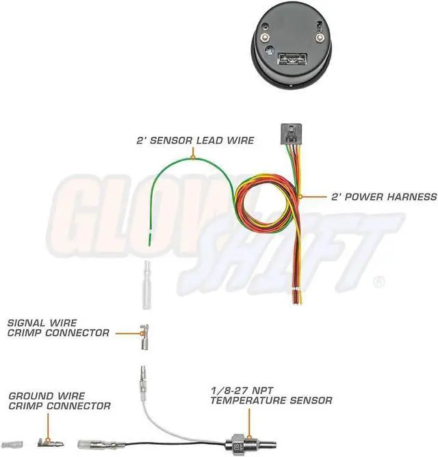 Alt view image 2 of 6 - 10 Color Digital 300F Water Coolant Temperature Gauge Kit - Includes 1/8-27 NPT Electronic Sensor & Wi - Multi-Color LED Display - Tinted Lens - for Car & Truck - 2-1/16" (52mm)