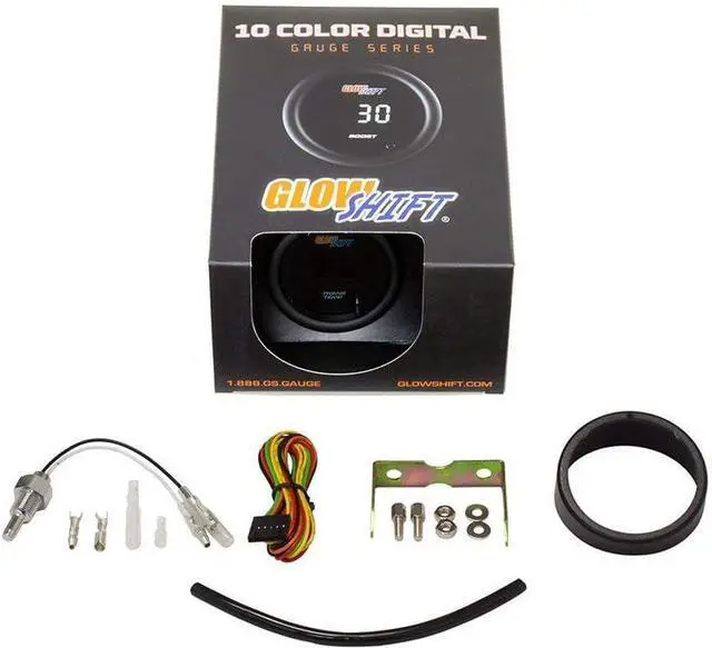 Alt view image 6 of 6 - 10 Color Digital 300 F Transmission Temperature Gauge Kit - Includes Electronic Sensor - Multi-Color LED Display - Tinted Lens - for Car & Truck - 2-1/16" (52mm)