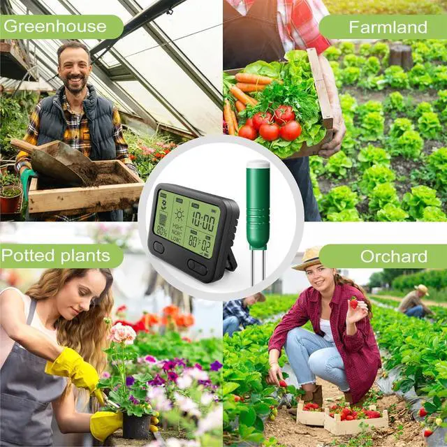 Alt view image 7 of 7 - Soil Moisture Meter for Plants, 4-in-1 Soil Tester for Moisture/Temperature/Sunlight/Time, Digital Sensor, Water Meter for Outdoor &Indoor Plants, Ideal for Garden, Farm, Lawn- Battery Included