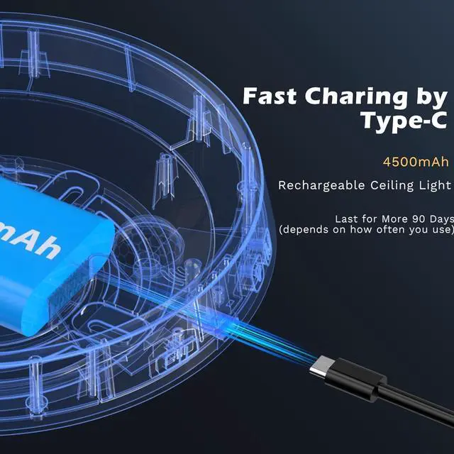 Alt view image 5 of 7 - Motion Sensor Ceiling Light, 2Pack Rechargeable Battery Powered Ceiling Light with 15 Color Temperatures, Motion Activated Closet Light with Magnetic Base for Shower Stairs Hallway Porch Garage