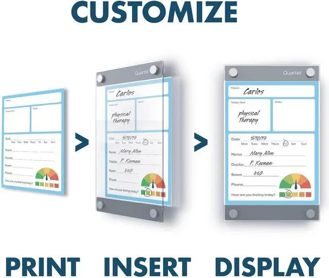 Alt view image 4 of 7 - Glass Whiteboard, Magnetic Dry Erase Board, 11" x 17", with Customizable Templates, White Dry Erase Surface, Infinity (GI1117)