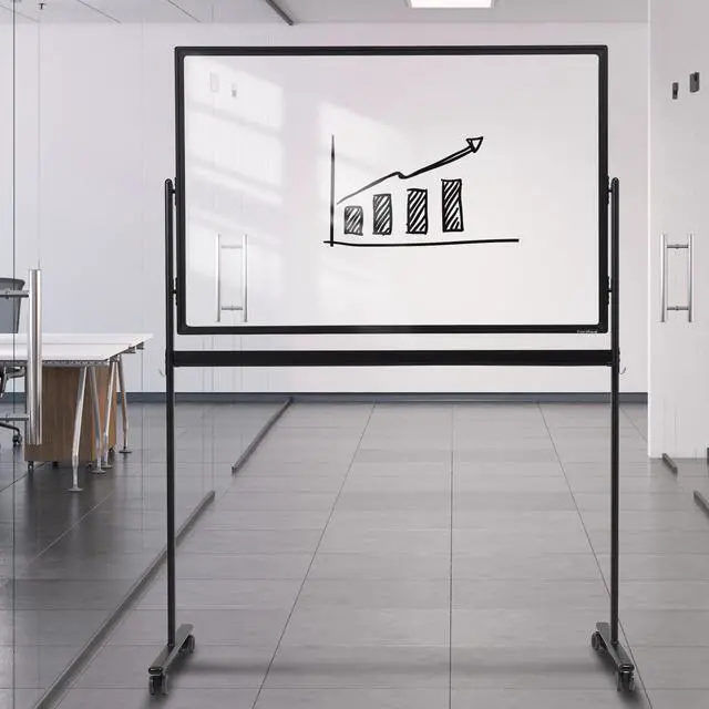 Alt view image 7 of 7 - Mobile Clear Glass Whiteboard on Wheels - TANKEE 48" x 32" Dry Erase Board with Stand, Large Rolling White Board with 25 Sheets Paper Pad, Transparent Tempered Glass Board for Office Home School