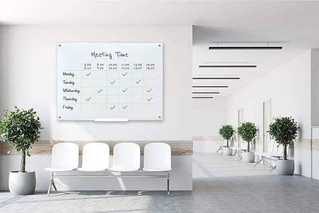 Alt view image 2 of 7 - Glass Whiteboard 46 x 34 inch (4' x 3') Glass Dry Erase Board for Wall Frameless Large Office Wall Mount Frosted White Board for Work Home and School with Marker Tray Included