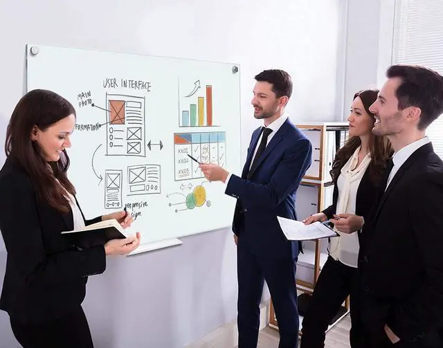 Alt view image 4 of 7 - Glass Whiteboard 46 x 34 inch (4' x 3') Glass Dry Erase Board for Wall Frameless Large Office Wall Mount Frosted White Board for Work Home and School with Marker Tray Included