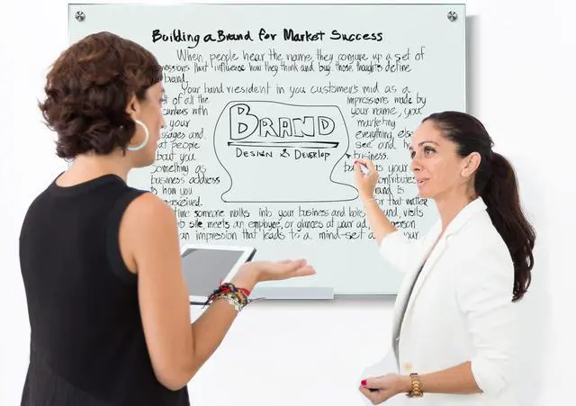 Alt view image 6 of 7 - Glass Whiteboard 46 x 34 inch (4' x 3') Glass Dry Erase Board for Wall Frameless Large Office Wall Mount Frosted White Board for Work Home and School with Marker Tray Included