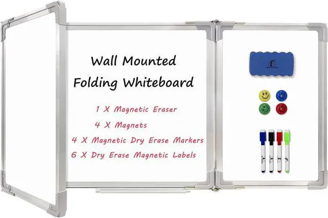 Alt view image 4 of 6 - Whiteboard Set - Dry Erase Board 47 x 18 in with 1 Dry Wipe Eraser, 4 Markers, 4 Magnets and 6 Magnetic Notes - Large Vision Wall White Board for Home Office College