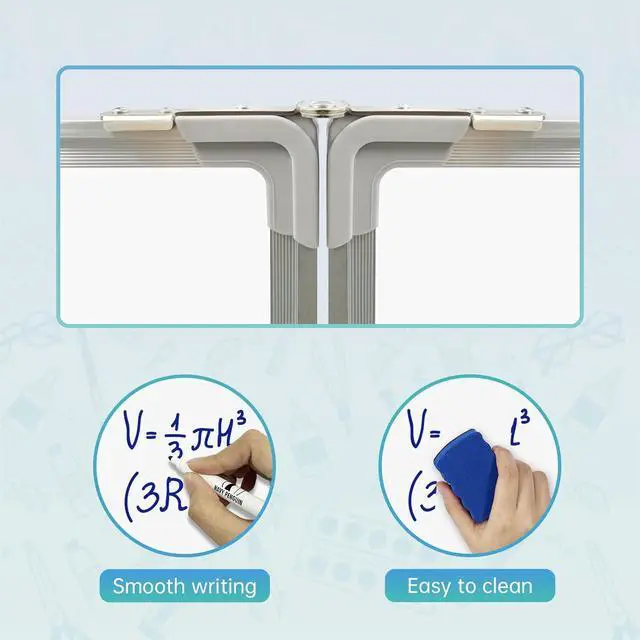 Alt view image 5 of 6 - Whiteboard Set - Dry Erase Board 47 x 18 in with 1 Dry Wipe Eraser, 4 Markers, 4 Magnets and 6 Magnetic Notes - Large Vision Wall White Board for Home Office College
