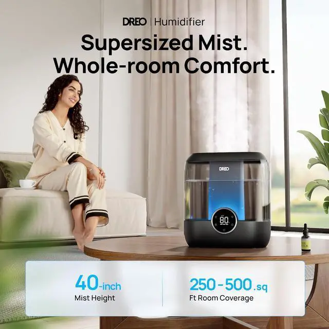 Alt view image 3 of 7 - Smart Humidifiers for Bedroom, 6L Top Fill Supersized Cool Mist Humidifier for Large Room, 60 Hour Runtime, Quiet Ultrasonic Humidifiers for Plants, Baby, Indoor, Home, Night Light, Black