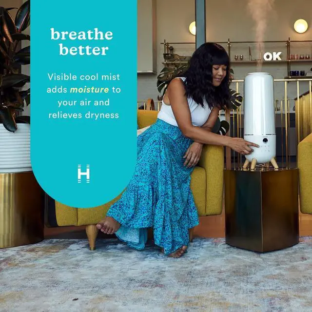 Alt view image 2 of 6 - Ultrasonic Humidifier - Large Deluxe Air Humidifiers for Bedroom, Plants, Office - Top-Fill 1.47-Gallon Tank, Cool Mist, Essential Oil Pads and Built-In Timer, 3 Speed Settings, White