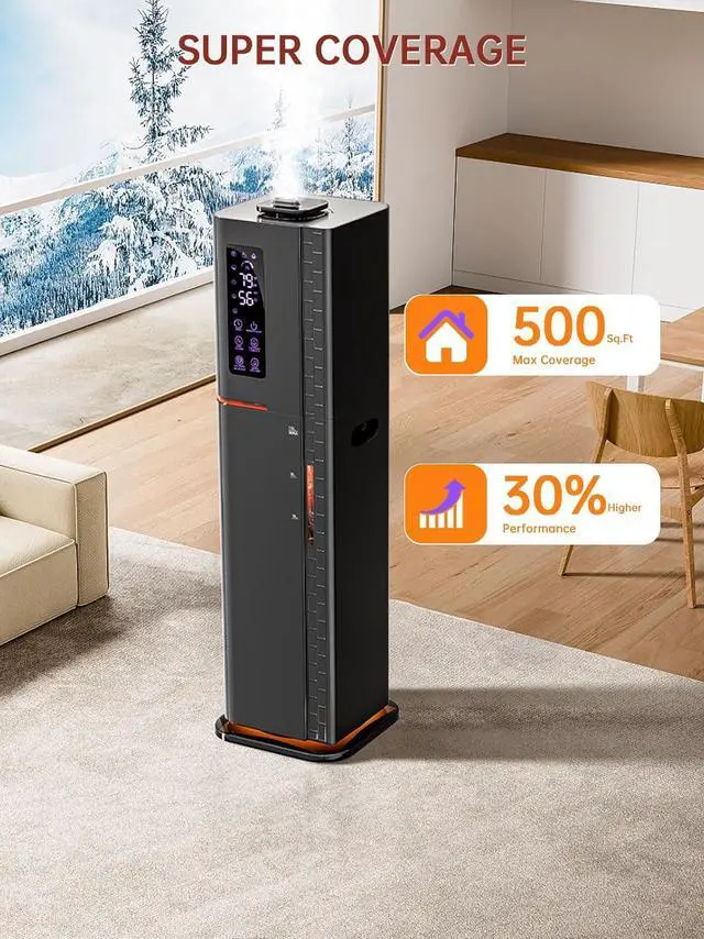 Alt view image 6 of 7 - 2.64Gal Humidifiers for Bedroom Large Room, Warm and Cool Mist up to 500ft², Top Fill Diffuser Ambient Light, 3 Mist Modes, 24H Timer,35dB Quiet Humidifier for Home Office Plant