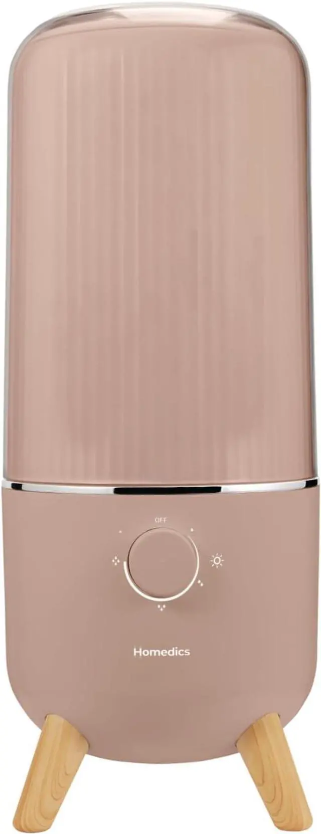 Main image of Homedics Ultrasonic Humidifier, Bedrooms and Home Offices, 0.97-Gallon Tank, 45-Hour Runtime, Visible Ultra-Quiet Cool Mist, Aromatherapy, Demineralization Cartridge, Night-Light, Auto-Off, Taupe