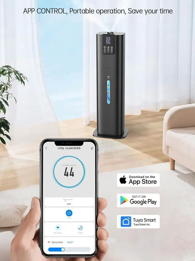 Alt view image 2 of 7 - 8L Smart Humidifiers for Bedroom Large Room, 2.1Gal Cool Mist Top Fill Diffuser Ambient Light, WIFI App & Remote Control, 3 Mist Modes, 12H Timer, 35dB Quiet Humidifier for Home Office Plant