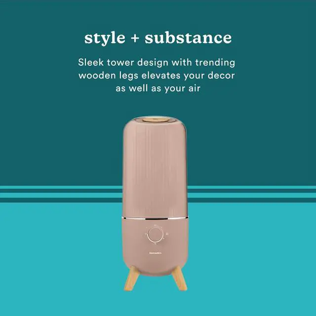 Alt view image 5 of 7 - Homedics Ultrasonic Humidifier, Bedrooms and Home Offices, 0.97-Gallon Tank, 45-Hour Runtime, Visible Ultra-Quiet Cool Mist, Aromatherapy, Demineralization Cartridge, Night-Light, Auto-Off, Taupe