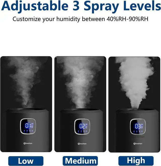 Alt view image 6 of 7 - Large Humidifiers for Bedroom, 9L/2.5Gal Ultrasonic Cool Mist Humidifier, Easy Clean Humidifier with 350ML/H Large Mist Speed, Quiet Tower Humidifier, Suitable for Kids Room Plant Yoga (Black)