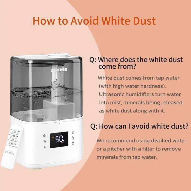 Alt view image 7 of 7 - Warm and Cool Mist Humidifiers for Bedroom Large Room Home, Air Humidifier with Remote, Top Fill Ultrasonic Diffuser Humidifier with humidistat,Quiet Sleep Bedside Nightstand,Timer,Filter,4.5L