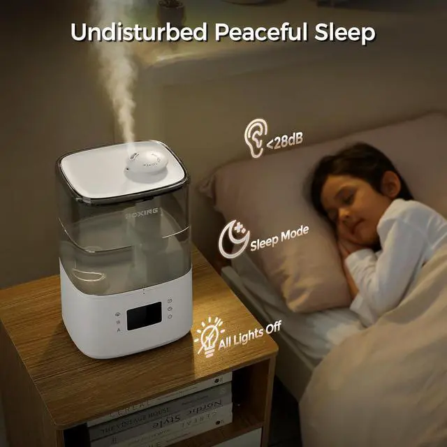 Alt view image 6 of 7 - Warm and Cool Mist Humidifiers for Bedroom Large Room Home, Air Humidifier with Remote, Top Fill Ultrasonic Diffuser Humidifier with humidistat,Quiet Sleep Bedside Nightstand,Timer,Filter,4.5L