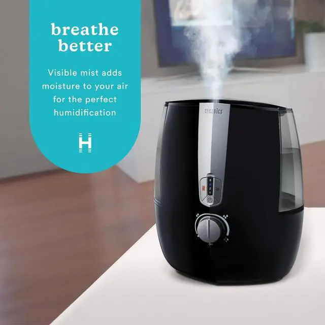 Alt view image 2 of 7 - TotalComfort Plus Humidifier  Large Air Humidifiers for Bedroom, Plants  Top-Fill 5.3L Water Tank with Cool and Warm Mist, Essential Oil Pads, Colored Night-Light, Black