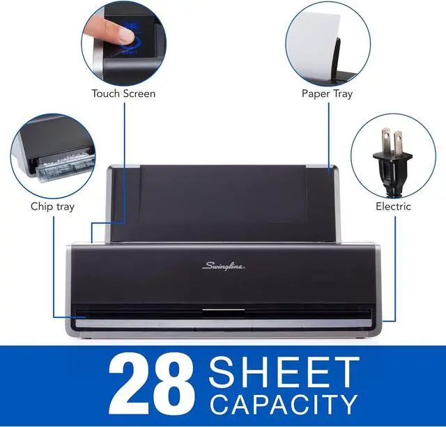 Alt view image 2 of 7 - Electric Hole Puncher 3 Hole, 28 Sheet Capacity Three Hole Punch 3 Ring, Jam Resistant, Touch Screen, Platinum (74535)