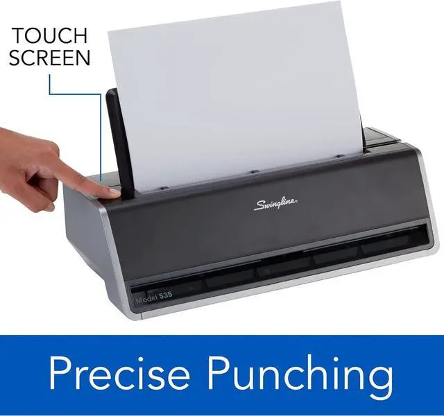 Alt view image 4 of 7 - Electric Hole Puncher 3 Hole, 28 Sheet Capacity Three Hole Punch 3 Ring, Jam Resistant, Touch Screen, Platinum (74535)