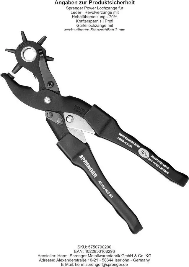 Alt view image 7 of 7 - Leather Hole Punch - Made in Germany - Handheld Professional Tool for Leather Products Herm Sprenger