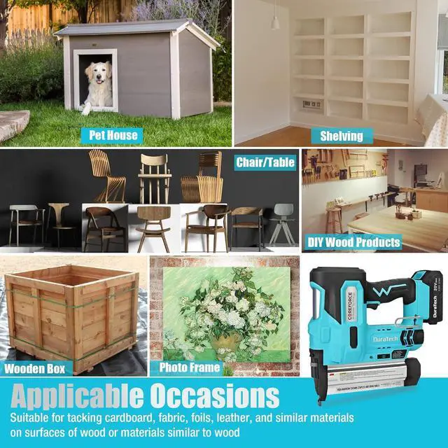 Alt view image 5 of 7 - 20V Cordless Brad Nailer, 18 Gauge, 2-in-1 Nail/Staple Gun for Upholstery, Carpentry, Including 2.0Ah Rechargeable Battery, 1H Quick Charger, 1000 Staples, 1000 Nails and Carrying Case