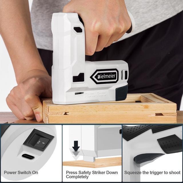 Alt view image 5 of 7 - Electric Staple Gun, 2 in 1 Lithium-ion Electric Stapler, 4V Cordless Brad Nailer Kit with Staples Nails, USB Charger, Power Tacker for Upholstery, Material Repair, Carpentry, DIY
