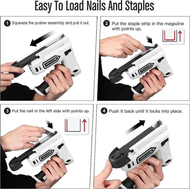 Alt view image 6 of 7 - Electric Staple Gun, 2 in 1 Lithium-ion Electric Stapler, 4V Cordless Brad Nailer Kit with Staples Nails, USB Charger, Power Tacker for Upholstery, Material Repair, Carpentry, DIY