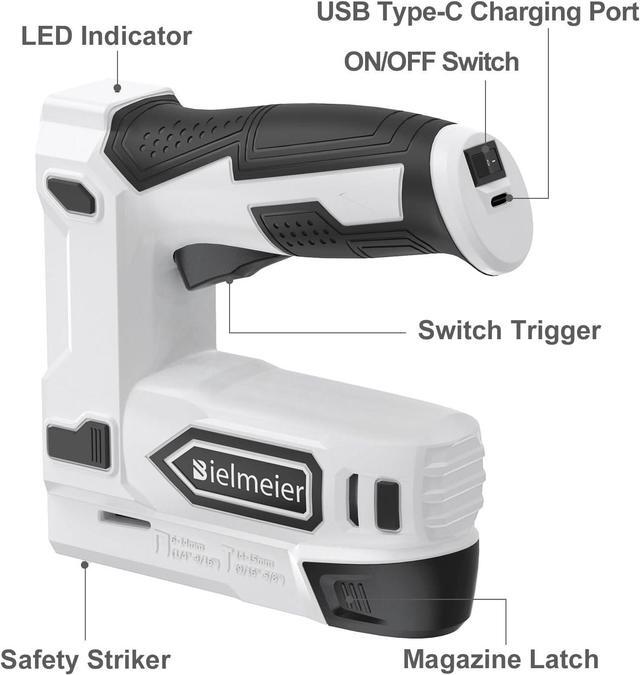 Alt view image 7 of 7 - Electric Staple Gun, 2 in 1 Lithium-ion Electric Stapler, 4V Cordless Brad Nailer Kit with Staples Nails, USB Charger, Power Tacker for Upholstery, Material Repair, Carpentry, DIY