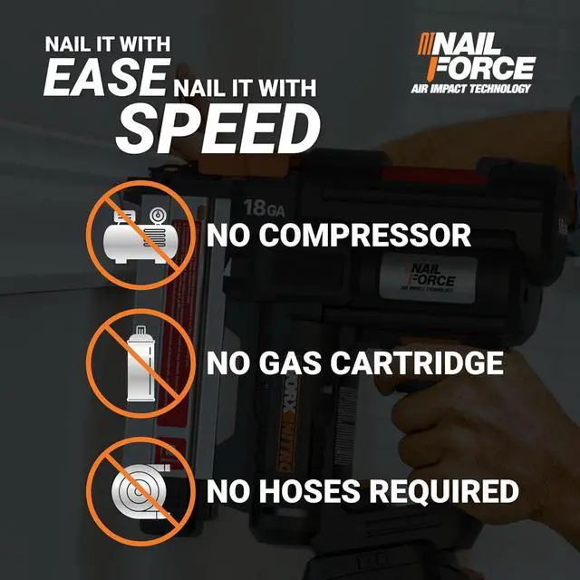 Alt view image 3 of 7 - 20V 18GA Cordless Brad Nailer, Cordless Nail Gun, Nail Gun Battery Powered, Up to 2 Inch, Tool-Free Jam Release, Trimming & Molding, Baseboard WX842L PowerShare  Battery, Charger Included