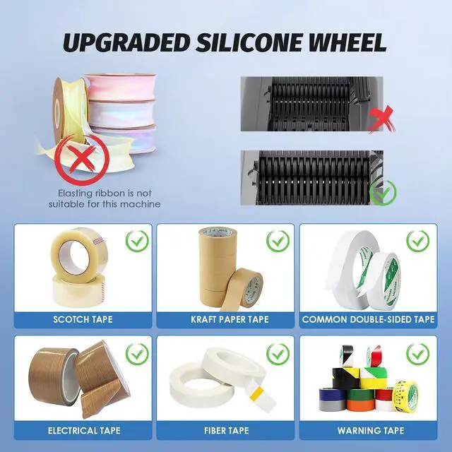 Alt view image 5 of 7 - Automatic Tape Dispenser, Electric Ribbon Cutting Machine, Upgraded Silicone Wheel for 6-60mm Width Tape/Ribbon, Max. Cutting Length 999mm, 110V, Unsuitable for Elastic Ribbons