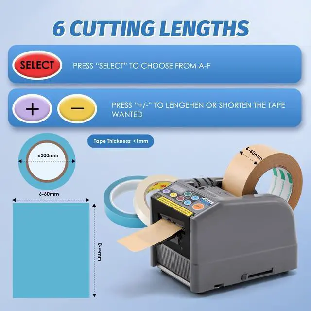 Alt view image 7 of 7 - Automatic Tape Dispenser, Electric Ribbon Cutting Machine, Upgraded Silicone Wheel for 6-60mm Width Tape/Ribbon, Max. Cutting Length 999mm, 110V, Unsuitable for Elastic Ribbons