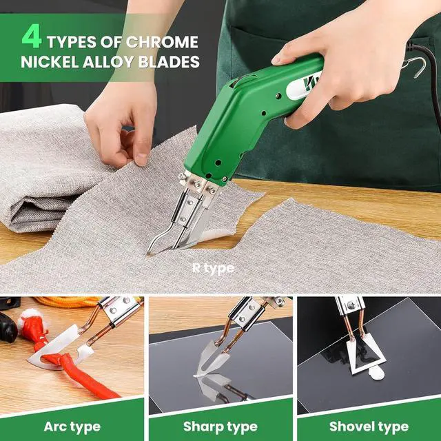 Alt view image 4 of 7 - Electric Hot Knife Rope Cutter Fabric Cutting Tool Kit 4 Blades Pro Fabric Cutting 600° C Heat Cutter 100W Heat Sealer for Sponge Cloth Board Webbing Continuous Working