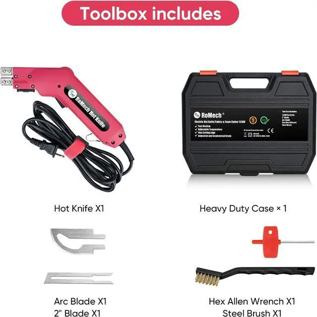 Alt view image 6 of 6 - Foam Cutter Pro Electric Hot Knife, 100W Styrofoam Cutting Tool Kit- with Heavy-duty Case Blades & Accessories RM-008 (100W)