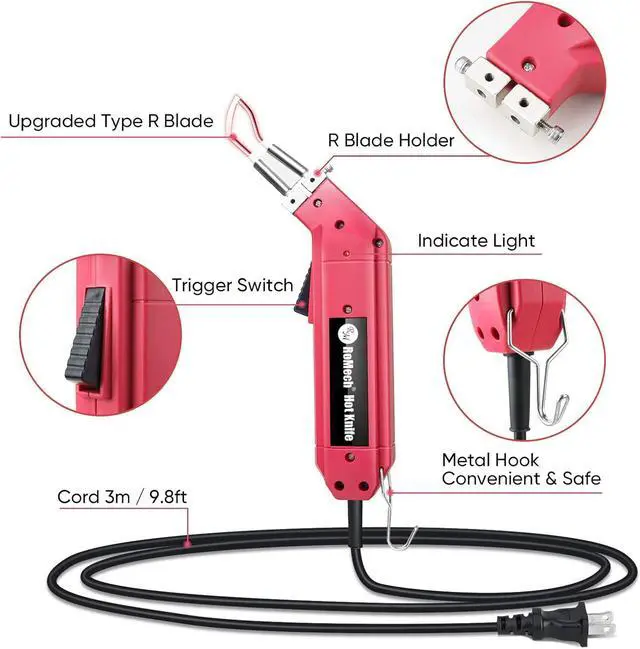 Alt view image 3 of 7 - 60W Fabric Cutter Rope Cutter, Pro Electric Hot Knife Heat Sealer with Adjustable Power, Cutting Tool Kit with Blades & Accessories (60W, RM-017)