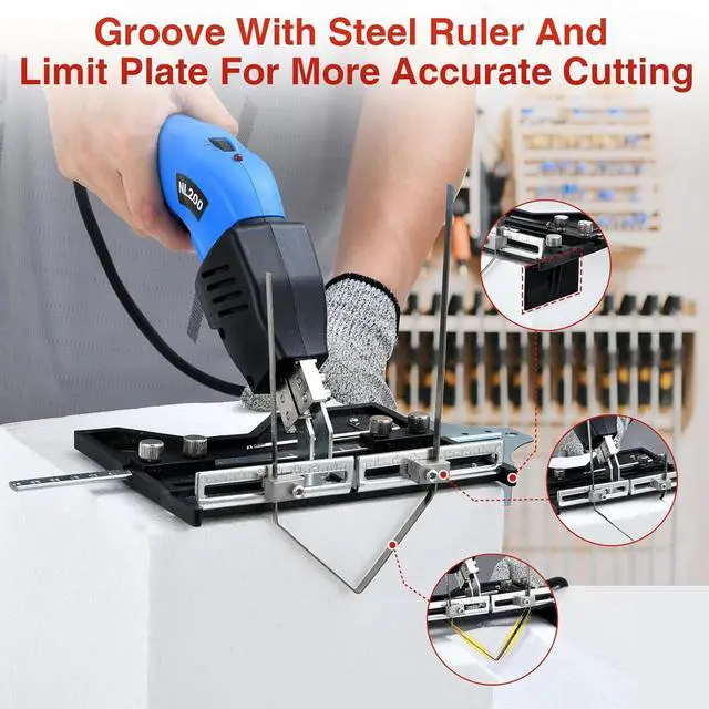 Alt view image 2 of 7 - Electric Hot Knife Kit for Grooving/Sculpting/Cutting (5 Blades) Air Cooled 200W 110-120V Pro Slotter Foam Cutting Tool Styrofoam Cutter for XPS, EPP, EPS, EVA, EPE, KT Board, Sponge
