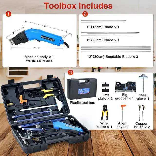 Alt view image 6 of 7 - Electric Hot Knife Kit for Grooving/Sculpting/Cutting (5 Blades) Air Cooled 200W 110-120V Pro Slotter Foam Cutting Tool Styrofoam Cutter for XPS, EPP, EPS, EVA, EPE, KT Board, Sponge
