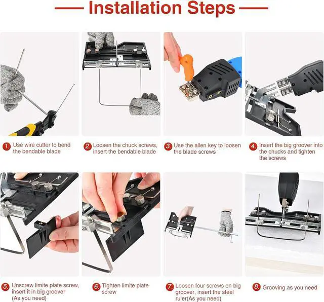 Alt view image 7 of 7 - Electric Hot Knife Kit for Grooving/Sculpting/Cutting (5 Blades) Air Cooled 200W 110-120V Pro Slotter Foam Cutting Tool Styrofoam Cutter for XPS, EPP, EPS, EVA, EPE, KT Board, Sponge