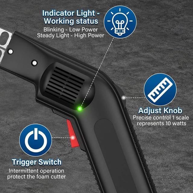 Alt view image 3 of 6 - Hot Knife Foam Cutter, 110V / 240W Professional Electric Styrofoam Cutting Tools for Cutting Nylon Rope, Fabric, Medium & Low Density Foam with Portable Case