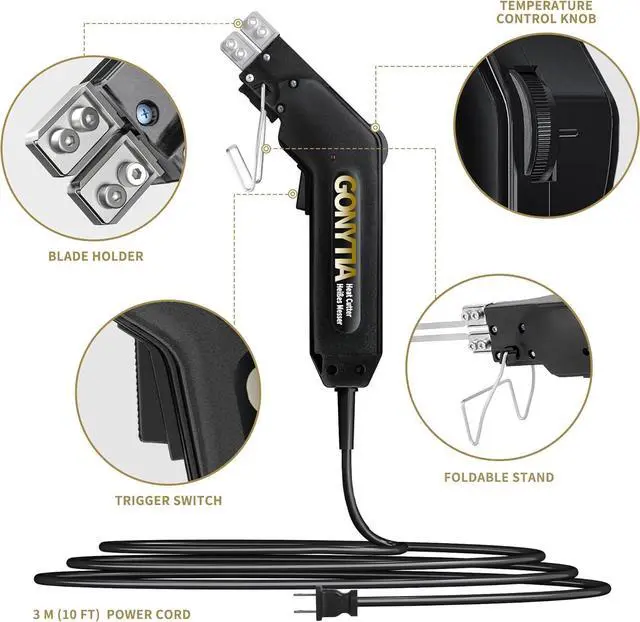 Alt view image 4 of 7 - Hot Knife Foam Cutter, Innovative Design Pro Styrofoam Cutting Tool Kit with Foldable Safety Stand, Electric 190W Hot Knife with 4 Blades for PP, EPS, XPS, EVA, EPE, PU, KT Board, Sponge