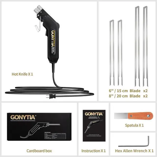 Alt view image 7 of 7 - Hot Knife Foam Cutter, Innovative Design Pro Styrofoam Cutting Tool Kit with Foldable Safety Stand, Electric 190W Hot Knife with 4 Blades for PP, EPS, XPS, EVA, EPE, PU, KT Board, Sponge